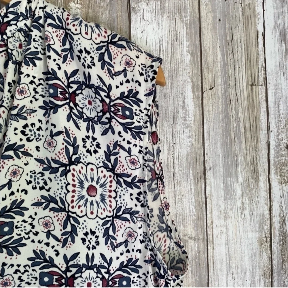 Loft White Sleeveless Floral High Low - Picture 4 of 6